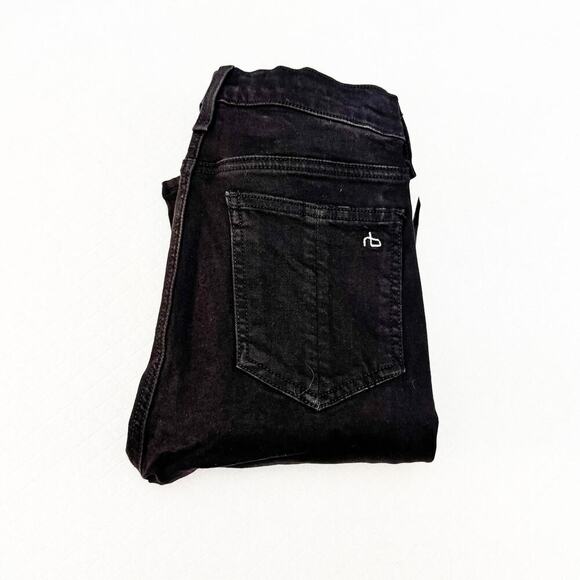 Rag & Bone Tuxedo Leather Stripe Black Denim Jeans Size 26 - Picture 1 of 9